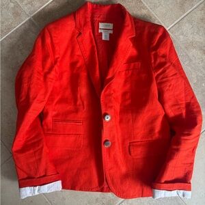 J. Crew Fiery Red Linen Blazer